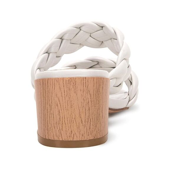 Bridal Braided Heeled Sandals Low Block Heels Mules Open Toe Ankle Strap Sandals - Picture 5 of 6